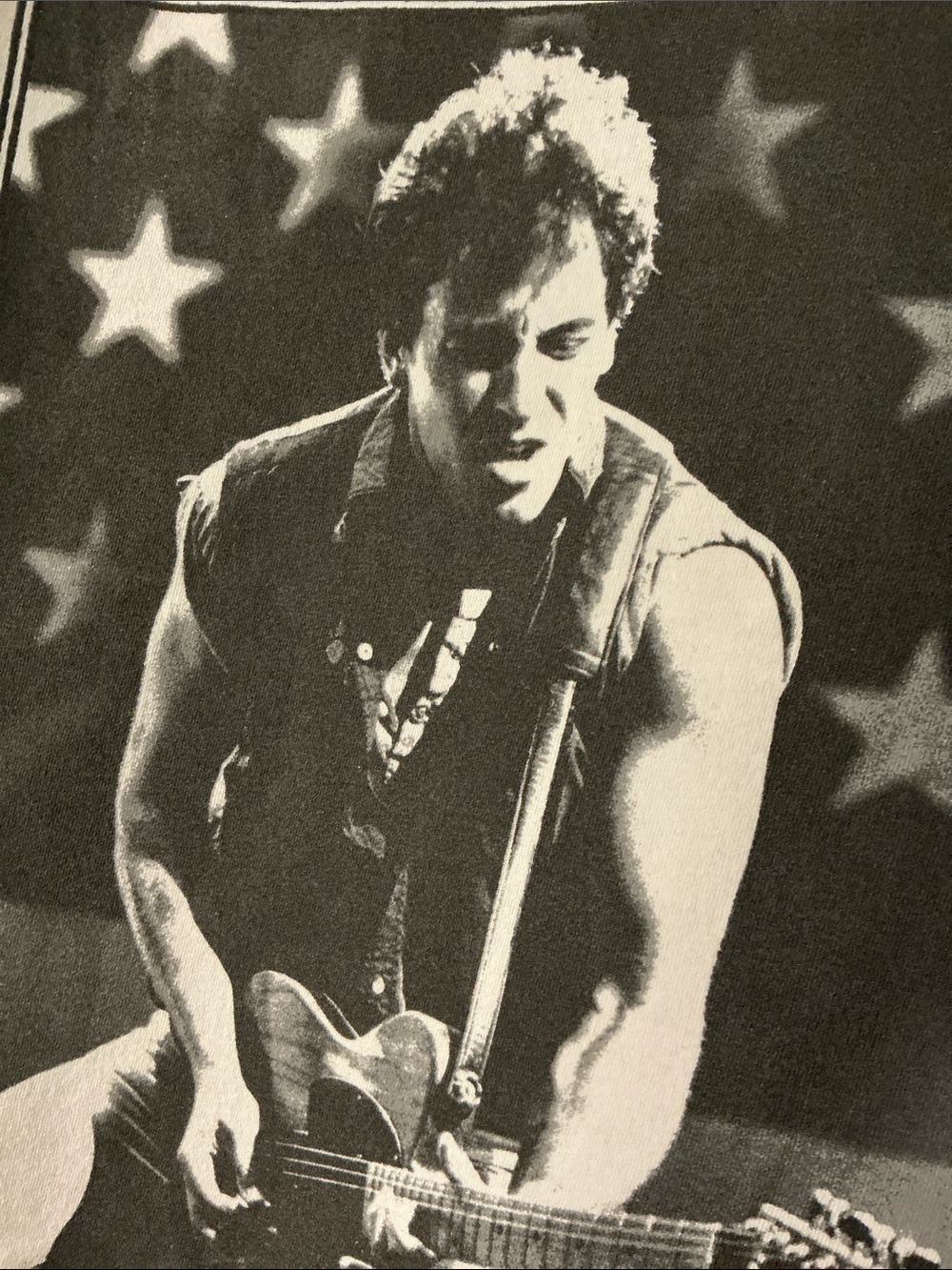 Bruce Springsteen Upcycled Flannel T Shirt Top Fringe Shacket Band Rock - Picture 2 of 9